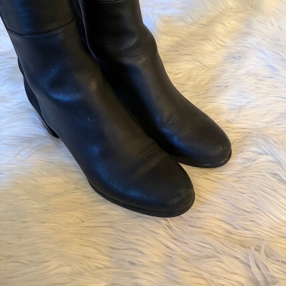 Stuart Weitzman City Block Over The Knee Boots Leather Stretch Heeled Black - Picture 11 of 13